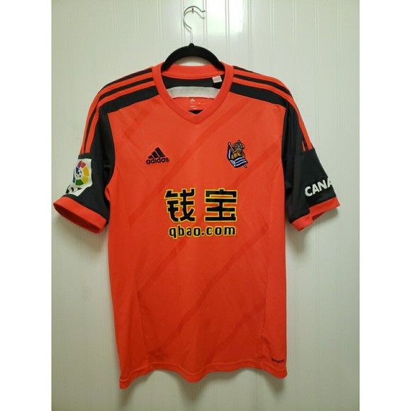 Vtg Adidas Real Sociedad Mens Sz Small Soccer Jersey Football Orange Carlos Vela - Picture 1 of 15